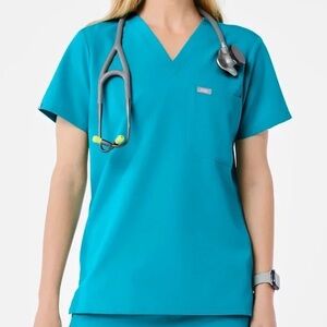 FIGS Teal Women’s Catarina One- Pocket Scrub Top